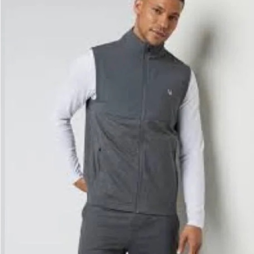 Vuori Charcoal Zip-Up Vest Men's Outdoor Sunday Element Gray color Size Small
